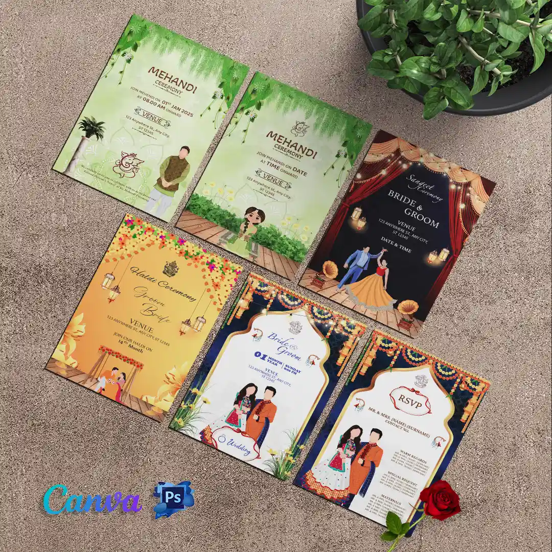 Traditional Indian Wedding Ceremony All Cards - Bundle