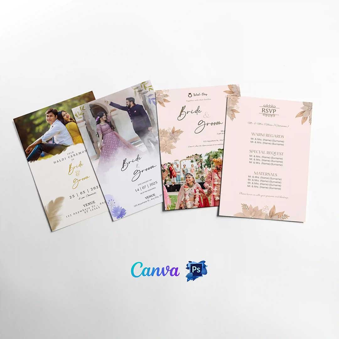 Customizable Wedding Card Bundle | Customize | Printable | DIY | Wedding Card | Indian Wedding Cards Bundle | Haldi | Sangeet | Reception | RSVP
