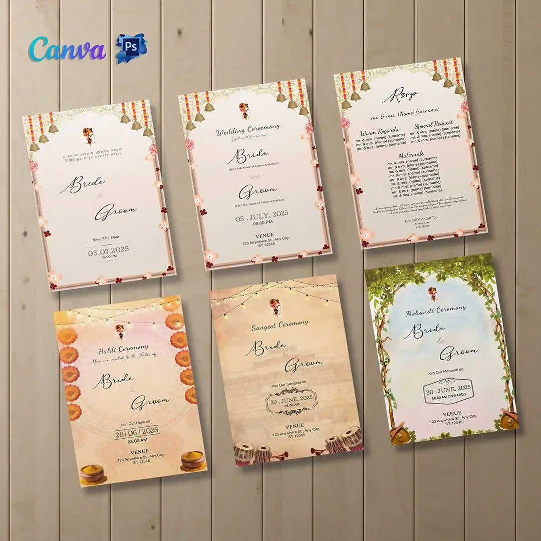 Editable Indian Wedding Card Full Bundle