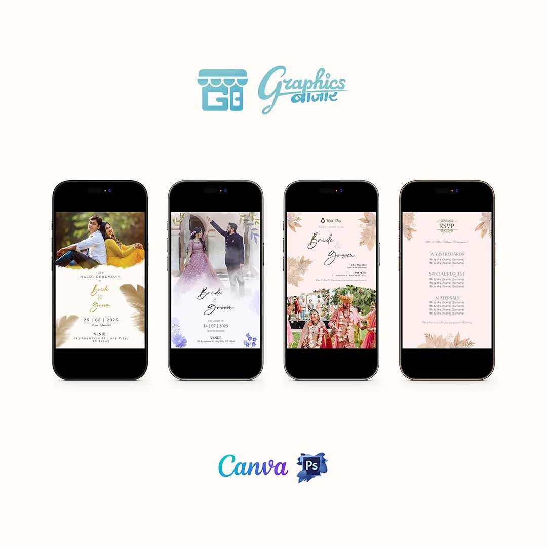 Customizable Wedding Card Bundle | Customize | Printable | DIY | Wedding Card | Indian Wedding Cards Bundle | Haldi | Sangeet | Reception | RSVP