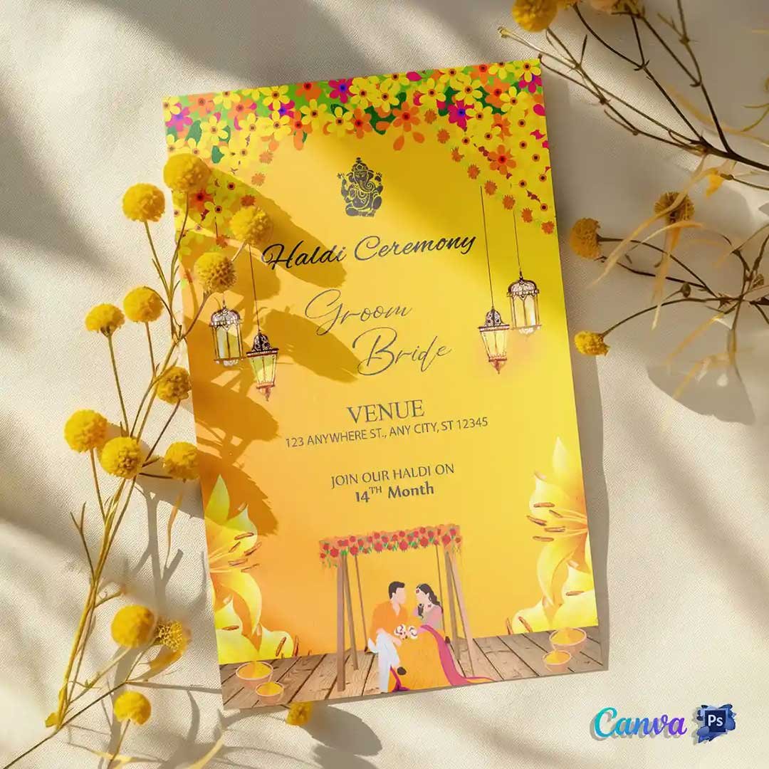 Traditional Indian Haldi Ceremony Invitation Card