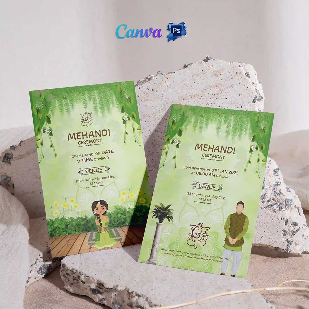 Groom Mehndi Invitation & Bride Mehndi Invitation Card