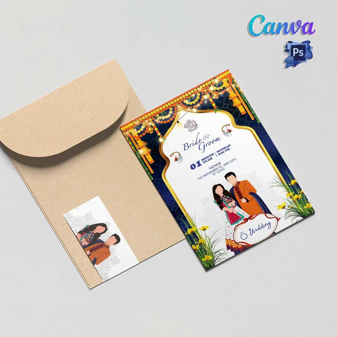 Traditional Indian Reception Ceremony Invitation Card