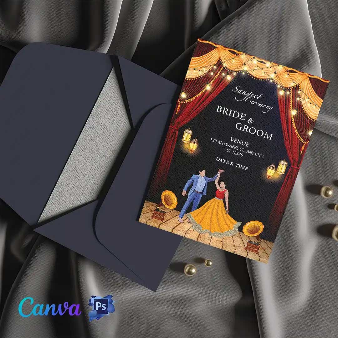 Traditional Indian - Sangeet Ceremony Card - Printable Cards
