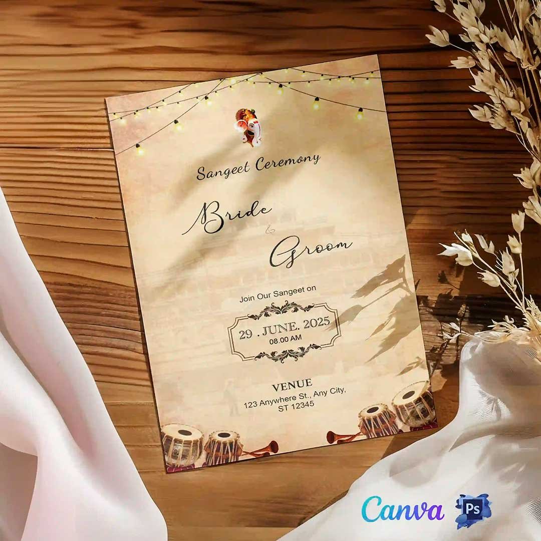 Editable Indian Wedding Card - Sangeet Ceremony