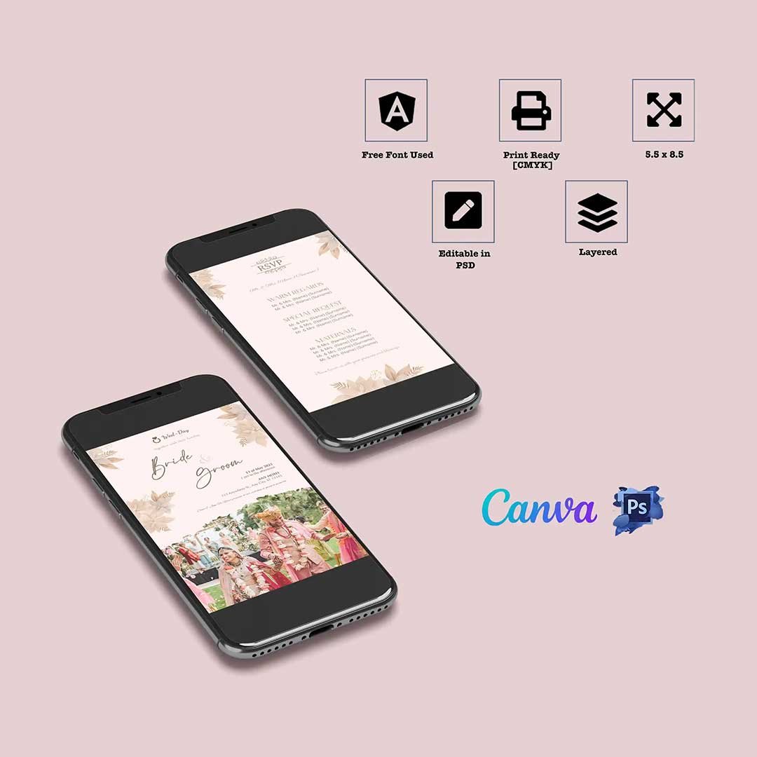 Wedding Ceremony Reception Card and RSVP Card - Digital