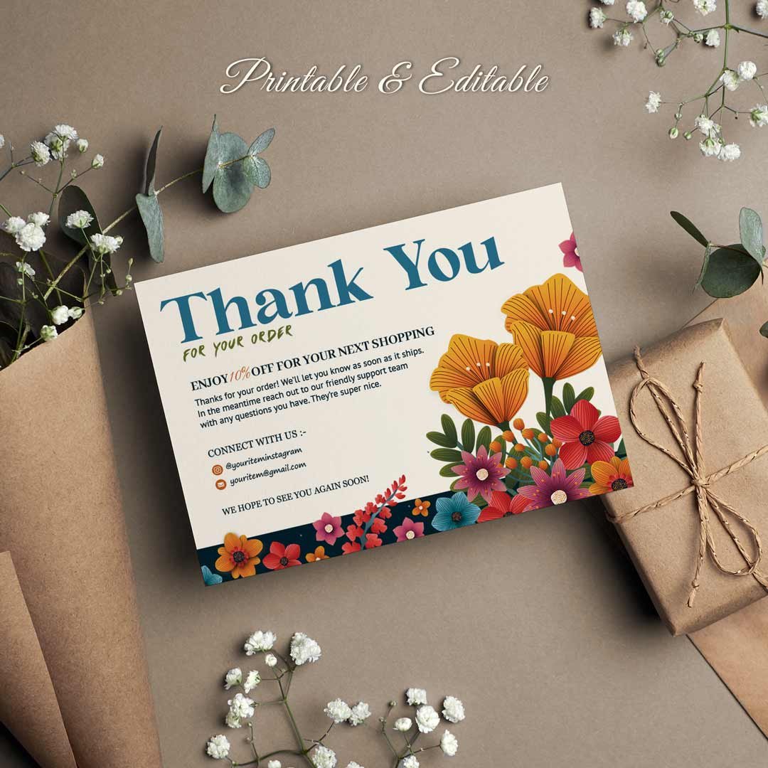 Thankyou card for Business/ shopping/ order