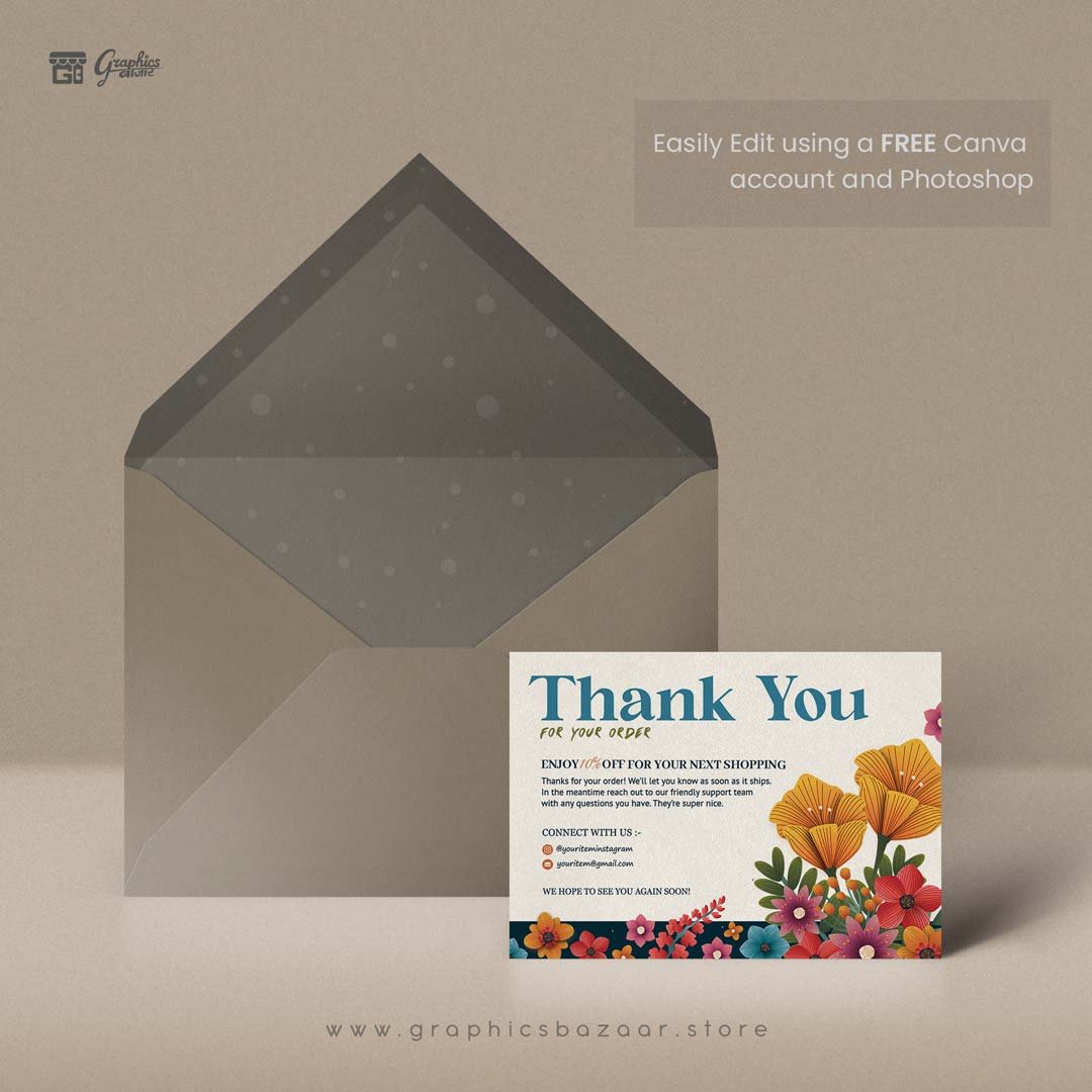 Thankyou card for Business/ shopping/ order