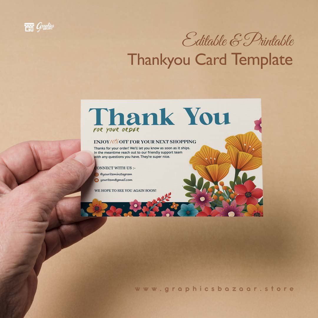 Thankyou card for Business/ shopping/ order